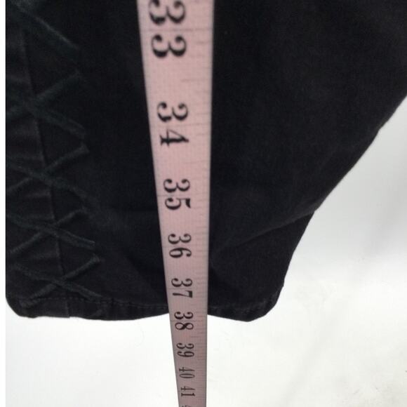 NYDJ SZ 12 L black dark wash stretch AMI lift tuck skinny embroidered jeans B57 - Picture 3 of 8